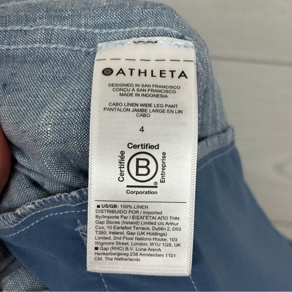 Athleta Cabo Linen Wide Leg Pants Size 4 Flowy Loose Beachy - Picture 8 of 10